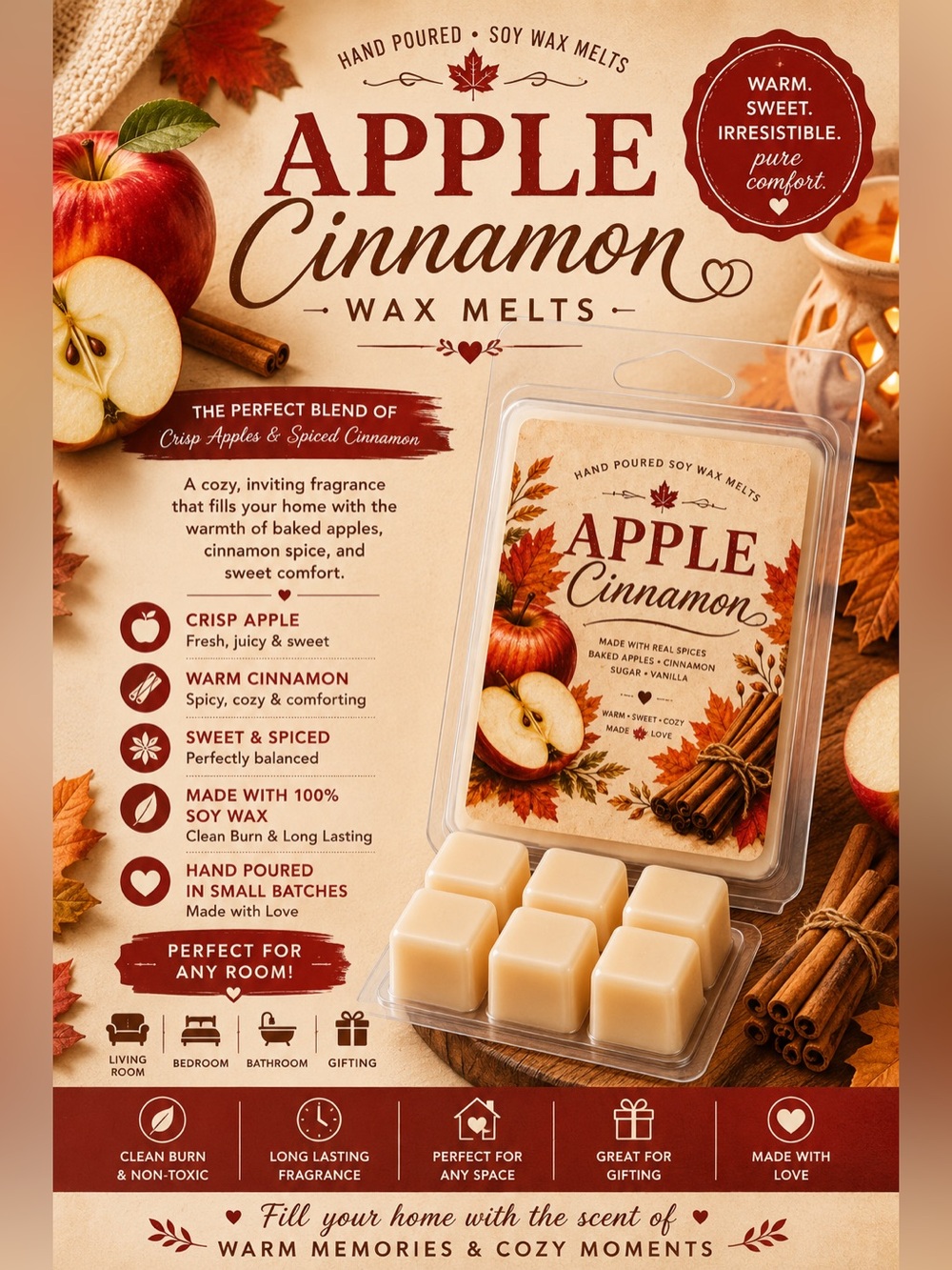 🍎✨ Apple Cinnamon Wax Melts ✨🍎